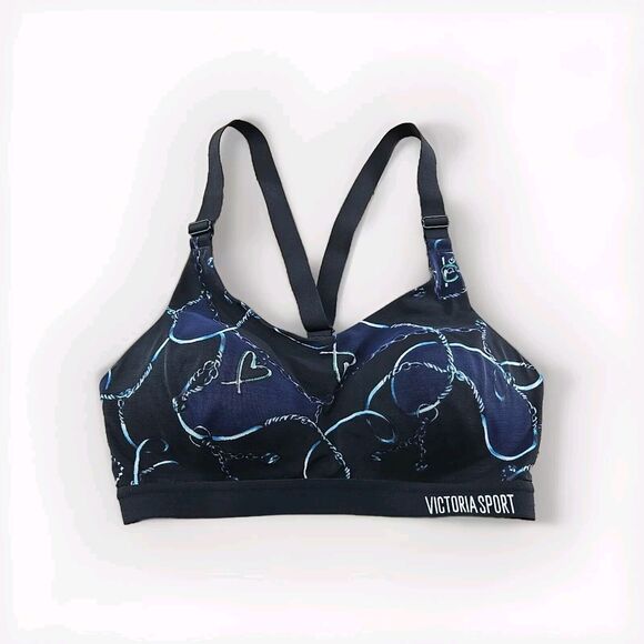 Victoria Secret 34C Black Navy Incredible Lightweight Sports Bra Lined Wireless - Picture 1 of 6